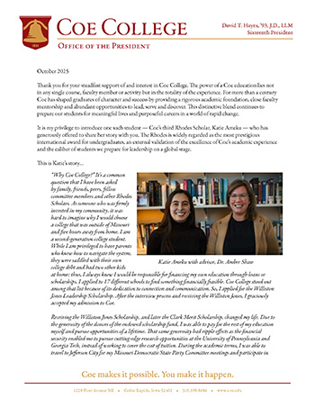 State of the College letter image of first page