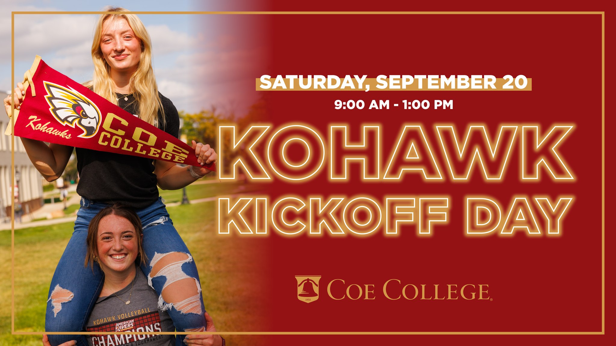Saturday, September 20 9 AM - 1 PM Kohawk Kickoff Day graphic
