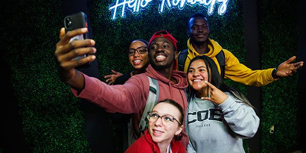 Coe students taking a selfie