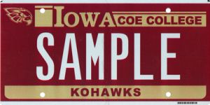 An image of a sample Kohawk license plate