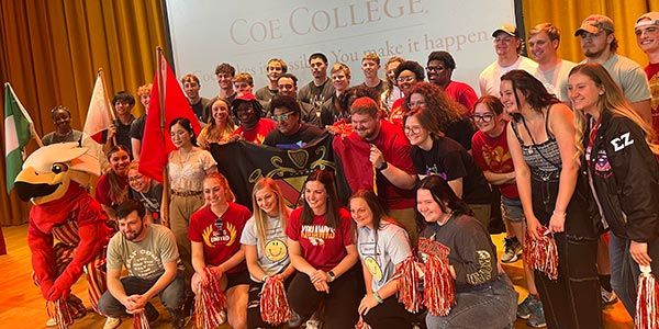 Coe students taking a photo